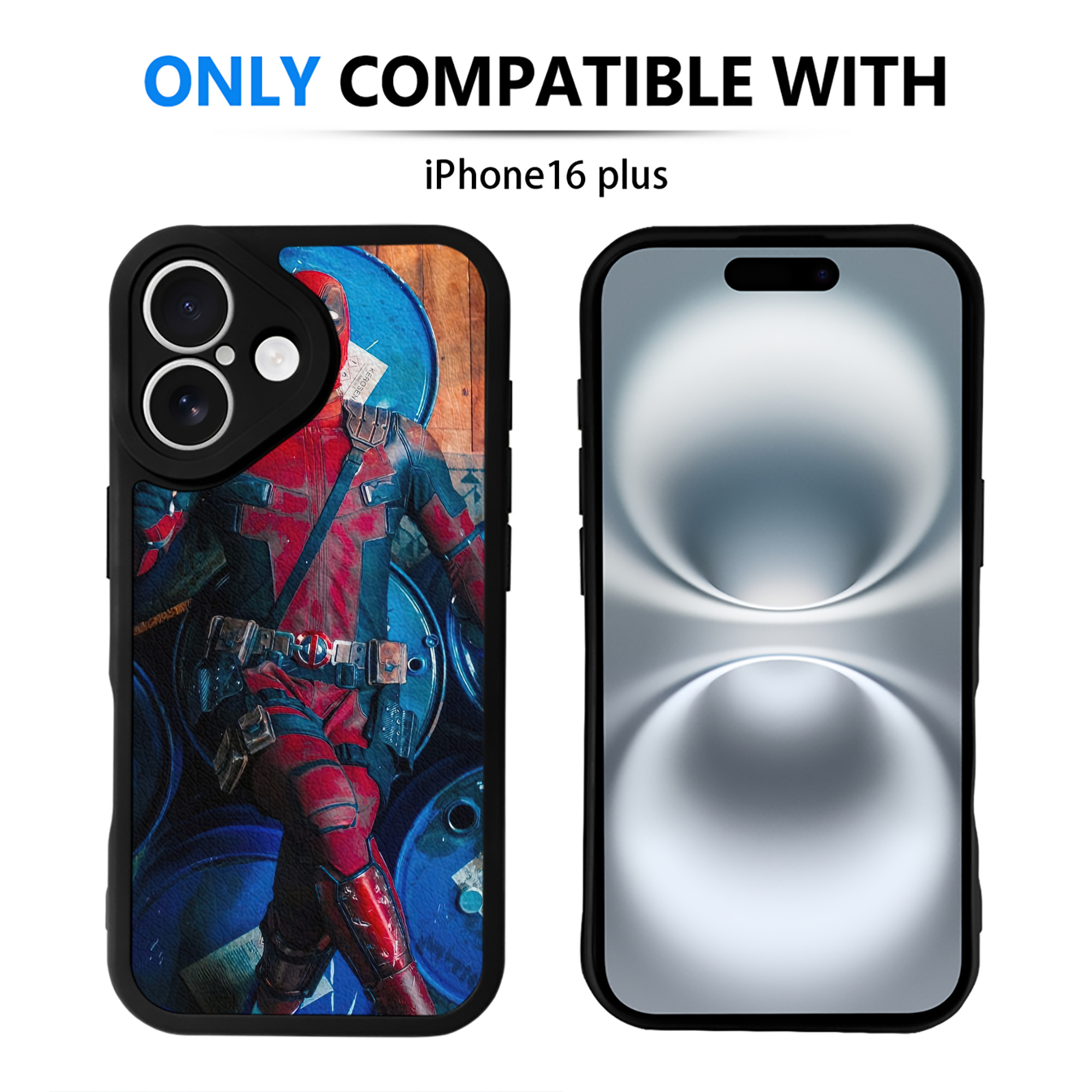 （画像用） Deadpool デッドプール 【iPhone 16シリーズ対応】シリコンスマホケース（レザー調） 材質：シリコン